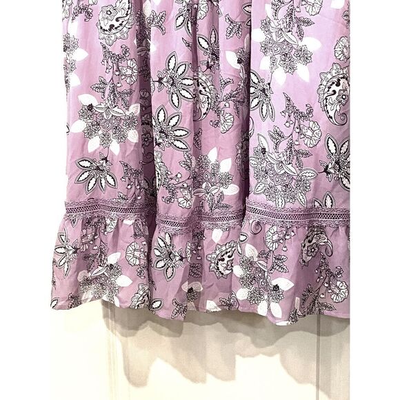 Lane Bryant Fit & Flare Dress Sleeveless Elastic-Waist Floral Lilac Womens 24* - Picture 4 of 8